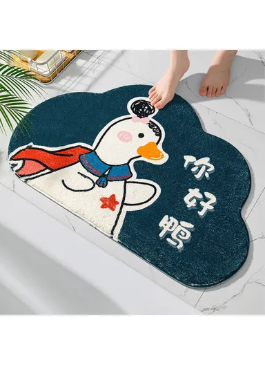 40x60cm Bathroom Door Mat Non-slip Furry Floor Carpet Absorbent Bath Mat - Duck