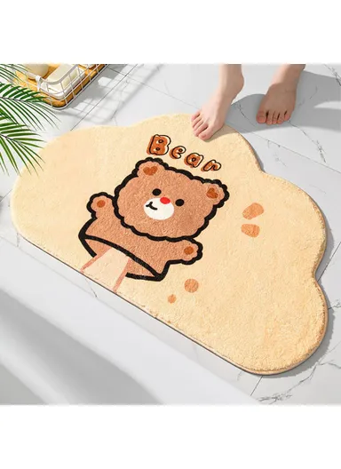 40x60cm Bathroom Door Mat Non-Slip Furry Floor Carpet Absorbent Bath Mat - Thumb Bear