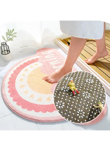 50x80cm Furry Bathroom Rug Non-Slip Floor Carpet Water Absorbent Bath Mat - Stars Moon