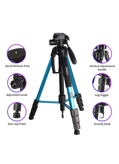 Detachable Tripod Holder Mobile Phone SLR Camera Aluminium Alloy Stand for Outdoor Live Streaming Portable Tripod Stand With Gravity Hook KP2264 - Black
