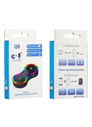 2-in-1 Bluetooth 5.3 Audio Adapter Portable Wireless Receiver/Transmitter MP3 Player Q8