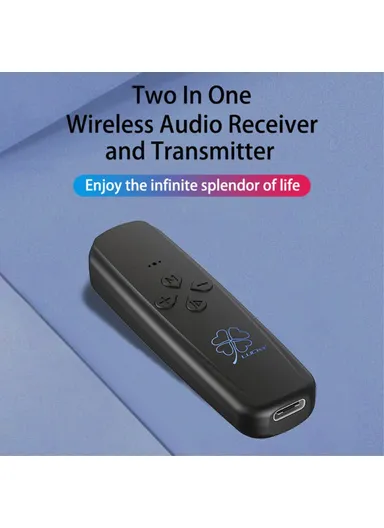 2-in-1 Car Wireless Audio Adapter Bluetooth 5.2 Transmitter Receiver with 3.5mm Audio Cable for TV Computer Speaker M27