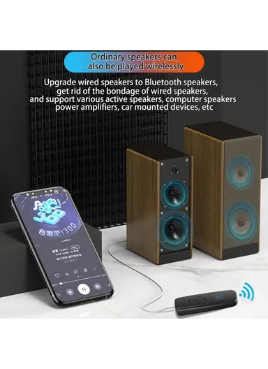 2-in-1 Car Wireless Audio Adapter Bluetooth 5.2 Transmitter Receiver with 3.5mm Audio Cable for TV Computer Speaker M27