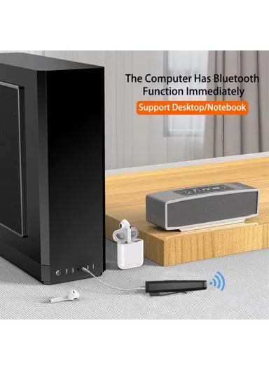 2-in-1 Car Wireless Audio Adapter Bluetooth 5.2 Transmitter Receiver with 3.5mm Audio Cable for TV Computer Speaker M27