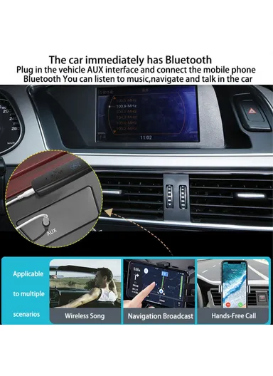 2-in-1 Car Wireless Audio Adapter Bluetooth 5.2 Transmitter Receiver with 3.5mm Audio Cable for TV Computer Speaker M27