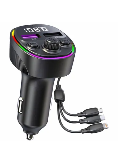 66W 3-In-1 Super Fast Car Charger MP3 Player Bluetooth FM Transmitter Car Charger with 3 Charging Cables CS1