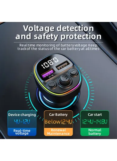 66W 3-In-1 Super Fast Car Charger MP3 Player Bluetooth FM Transmitter Car Charger with 3 Charging Cables CS1