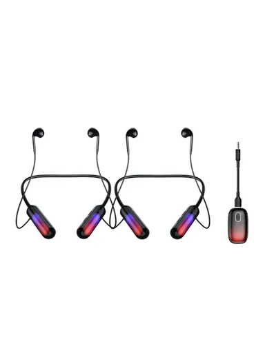 2Pcs Wireless Neckband Headphones Silicone Neck-mounted Bluetooth Earphones with Transmitter B10