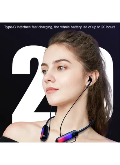 2Pcs Wireless Neckband Headphones Silicone Neck-mounted Bluetooth Earphones with Transmitter B10