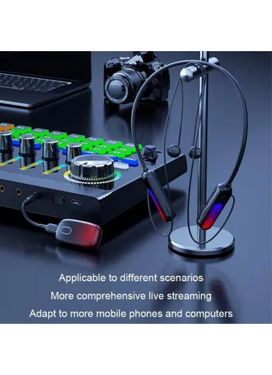 2Pcs Wireless Neckband Headphones Silicone Neck-mounted Bluetooth Earphones with Transmitter B10