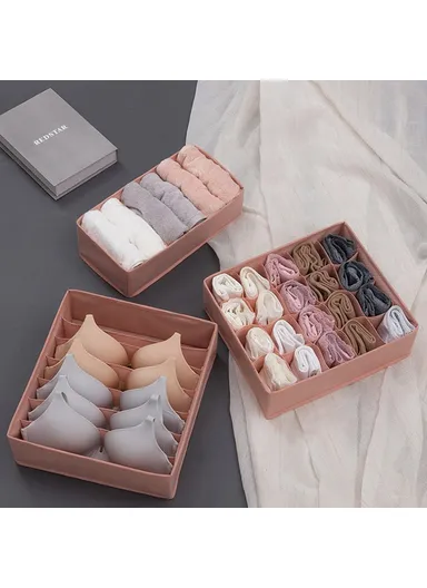 3Pcs / Set Drawer-Style Household Organizer Box Morandi-Colored Bra Underwear Socks Storage Boxes without Lids - Lake Blue