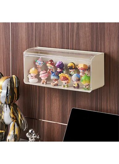 Anime Figure Model Clear Cabinet Dust-proof Display Box with Light Strip - Beige