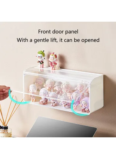 Anime Figure Model Clear Cabinet Dust-proof Display Box with Light Strip - Beige
