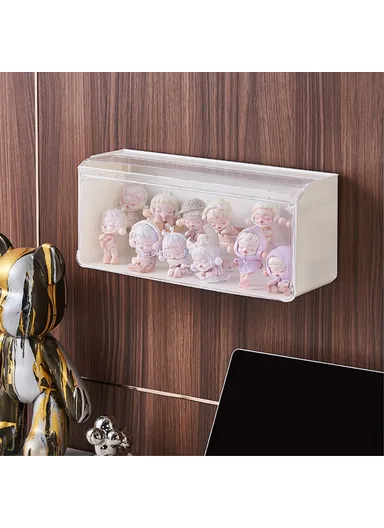 Anime Figure Model Clear Cabinet Dust-proof Display Box with Light Strip - White
