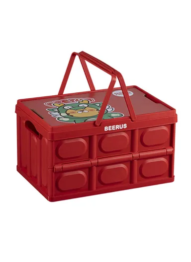 Car Trunk Storage Box with Handles Cartoon Pattern PP Foldable Case (W29 x D43 x H24)cm - Red / Tiger