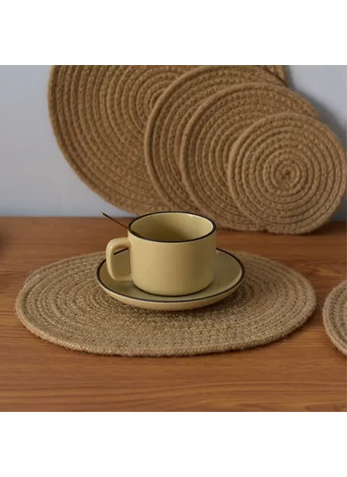 35cm Hot Coffee Mug Pad Desktop Woven Protection Mat Cotton Rope Drinks Coaster