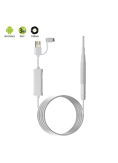 3-in-1 0.39cm Otoscope Camera Ear Scope Endoscope Ear Wax Removal Tool AN103 (App: AN CAMERA) - White