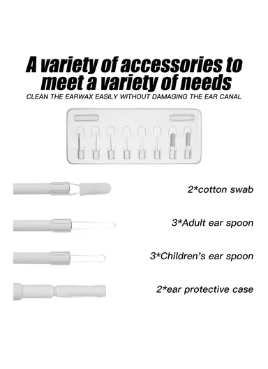 3-in-1 0.39cm Otoscope Camera Ear Scope Endoscope Ear Wax Removal Tool AN103 (App: AN CAMERA) - White
