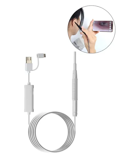 3-in-1 0.39cm Otoscope Camera Ear Scope Endoscope Ear Wax Removal Tool AN103 (App: AN CAMERA) - White