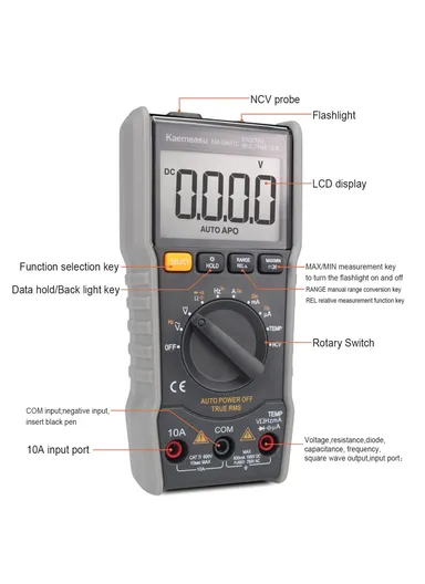 Pocket Digital Multimeter Auto Range Electrical Tester For AC / DC, Voltage, Current, &amp; Temperature Measurement KM-DM01C (L14.2 x W7 x H3.2)cm