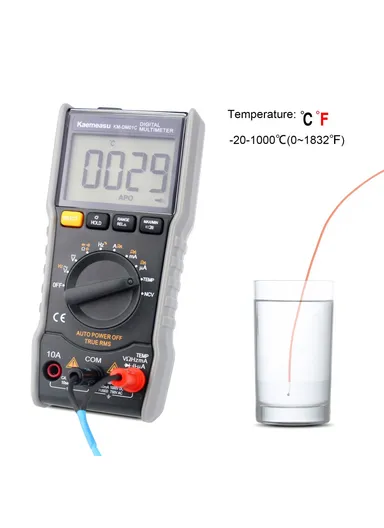 Pocket Digital Multimeter Auto Range Electrical Tester For AC / DC, Voltage, Current, &amp; Temperature Measurement KM-DM01C (L14.2 x W7 x H3.2)cm