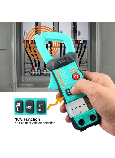 Mini Clamp Meter 6000 Counts Smart Multimeter Tester Measures Current Voltage Resistance, No Battery KM-CM21E (L17.6 x W6.7 x T3.3)cm
