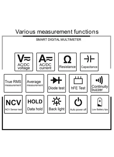 Auto Smart Multimeter Electrician Anti-Burn LCD Screen Multimeter For AC / CD Voltage / Current Testing, No Battery KM-DM02A (L18.4 x W9 x T4.6)cm