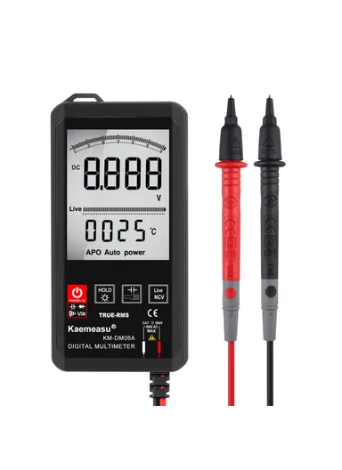 Touch Screen Digital Multimeter Portable White Backlit DC / AC Voltage Tester Without Battery KM-DM06A (L13.9 x W6.8 x T1.8)cm