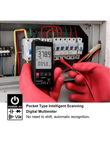 Touch Screen Digital Multimeter Portable White Backlit DC / AC Voltage Tester Without Battery KM-DM06A (L13.9 x W6.8 x T1.8)cm