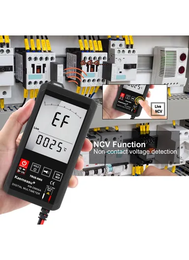 Touch Screen Digital Multimeter Portable White Backlit DC / AC Voltage Tester Without Battery KM-DM06A (L13.9 x W6.8 x T1.8)cm