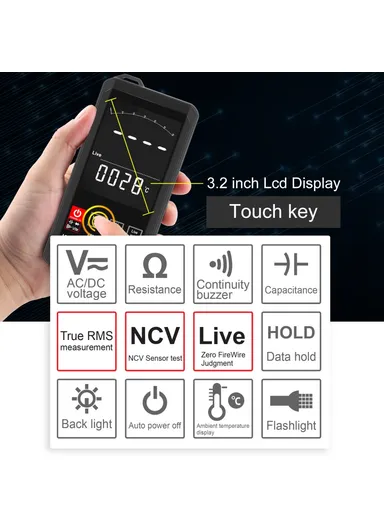 Auto Recognition EBTN Display Mini Digital Multimeter With Touch Screen, DC / AC Voltage Portable Smart Tester, No Battery KM-DM06A (L13.9 x W6.8 x T1.8)cm