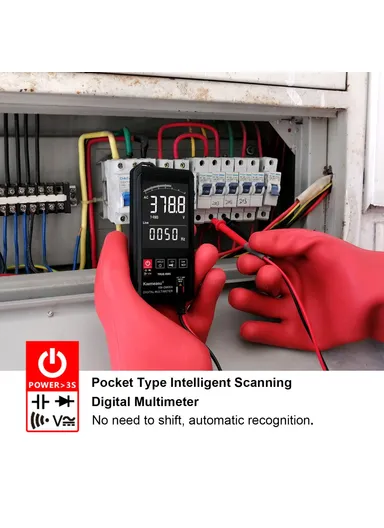 Auto Recognition EBTN Display Mini Digital Multimeter With Touch Screen, DC / AC Voltage Portable Smart Tester, No Battery KM-DM06A (L13.9 x W6.8 x T1.8)cm