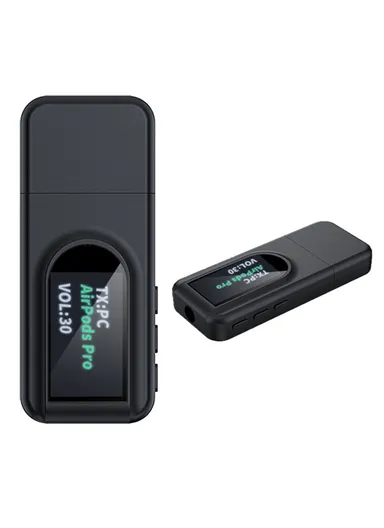 T1 Bluetooth 5.0 Receiver Transmitter With Display Screen Mini USB 3.5mm Audio Wireless Adapter for TV PC Car Headphone