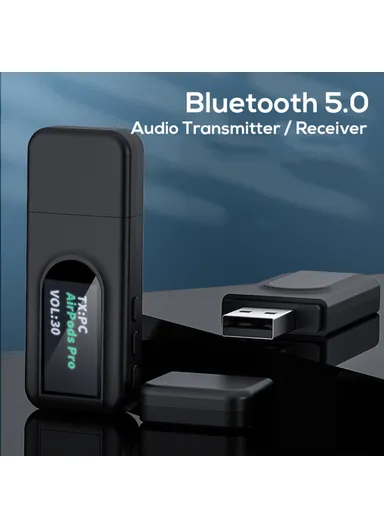 T1 Bluetooth 5.0 Receiver Transmitter With Display Screen Mini USB 3.5mm Audio Wireless Adapter for TV PC Car Headphone
