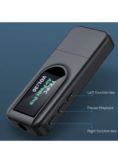 T1 Bluetooth 5.0 Receiver Transmitter With Display Screen Mini USB 3.5mm Audio Wireless Adapter for TV PC Car Headphone