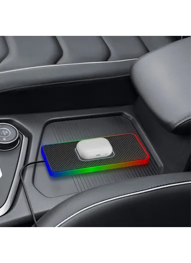 1m 15W Car Cellphone Wireless Charger Ambient Light Charging Pad Non-Slip Mat - USB TYPE-C