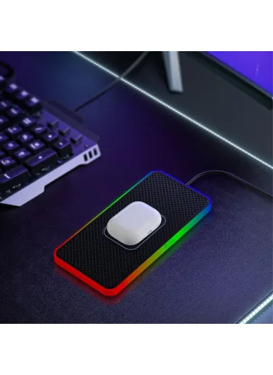 1m 15W Car Cellphone Wireless Charger Ambient Light Charging Pad Non-Slip Mat - USB TYPE-C