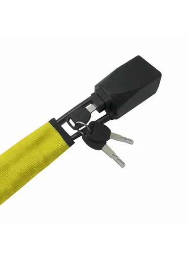 Seat Belt Buckle Design Car Security Steel Cable Steering Wheel Lock With 3 Keys - Black