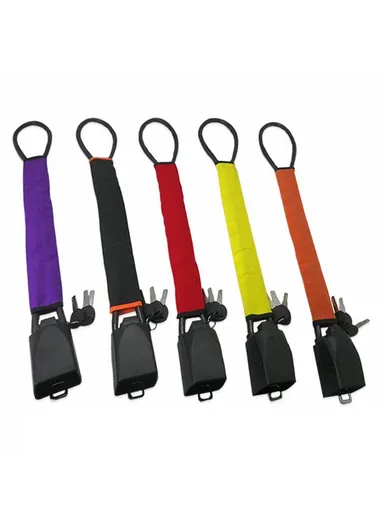Seat Belt Buckle Design Car Security Steel Cable Steering Wheel Lock With 3 Keys - Black
