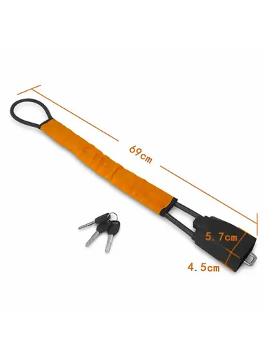 Seat Belt Buckle Design Car Security Steel Cable Steering Wheel Lock With 3 Keys - Black