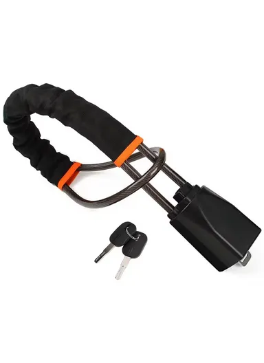 Seat Belt Buckle Design Car Security Steel Cable Steering Wheel Lock With 3 Keys - Black