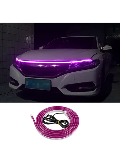 2m Car Hood Decorative DRL Light Strip PVC Silicone Flexible Waterproof Light Strip - Purple