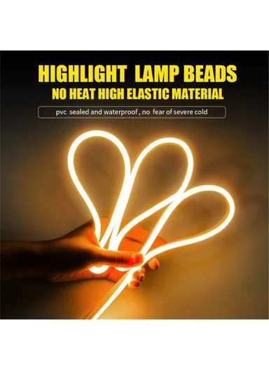 2m Car Hood Decorative DRL Light Strip PVC Silicone Flexible Waterproof Light Strip - Pink