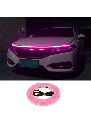 1000LM 1.8m Car Hood Flexible Decorative Light Strip PVC Silicone Waterproof DRL Light Strip - Pink