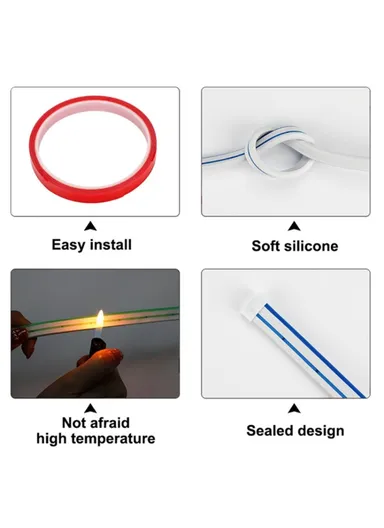 1.2m Car Hood PVC Silicone Flexible Decorative Light Super Bright Waterproof DRL Light Strip - Pink
