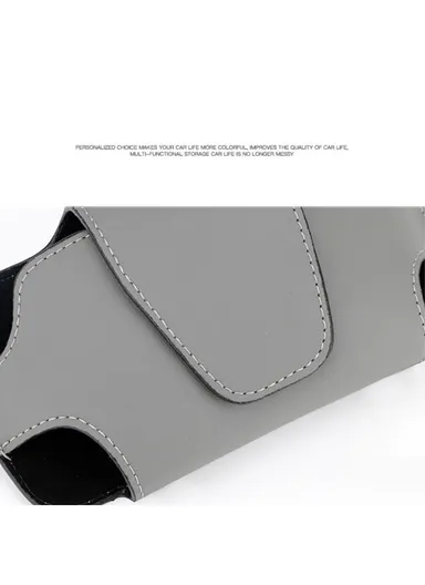 Nappa Texture PU Leather Car Glasses Storage Case Sun Visor Clip Sunglasses Holder - Black