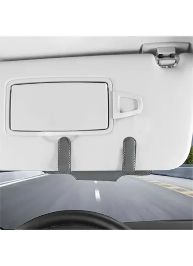 Nappa Texture PU Leather Car Glasses Storage Case Sun Visor Clip Sunglasses Holder - Black