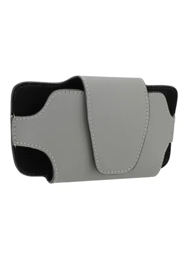 Nappa Texture PU Leather Car Glasses Storage Case Sun Visor Clip Sunglasses Holder - Grey