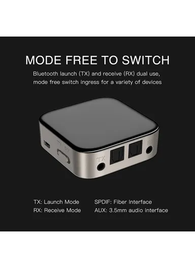 300mAh 2 in 1 Portable Transmitter Bluetooth Receiver 5.0 Audio Adapter APTX Optical Fiber Audio Receiving Transmitting TX323 