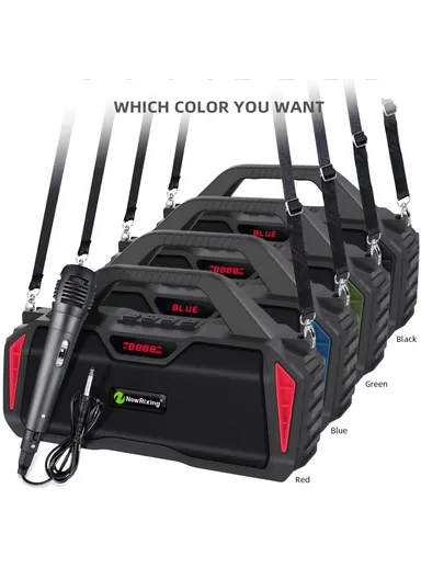 20W 1500mAh Outdoor Karaoke TWS Bluetooth Speaker With Shoulder Strap NR6011 - Red